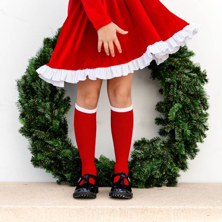 Little Stocking Co. - Wholesale Socks - Kids & Baby - Santa Baby Scalloped Knee High Socks