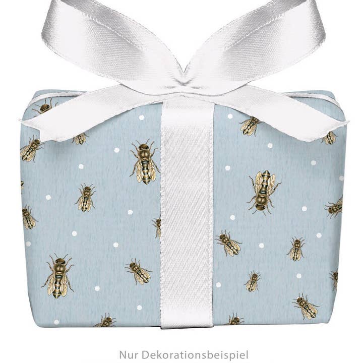 3er Set (3 Bögen) Geschenkpapier BIENE GRAUBLAU gedruckt auf für den Großhandel von fioniony®