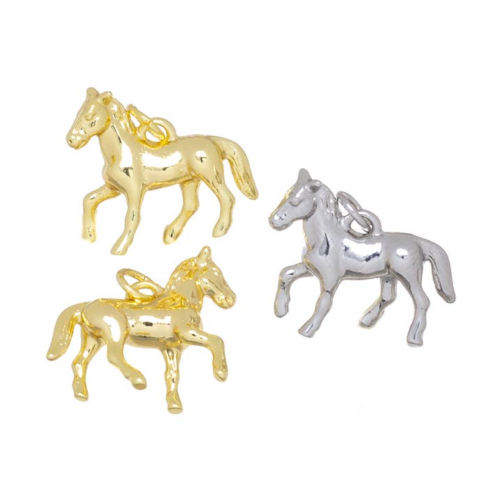 Gold Or Silver Horse Charm,Double Sided Horse Charm CPG1209 for wholesale by Jewel Pledge