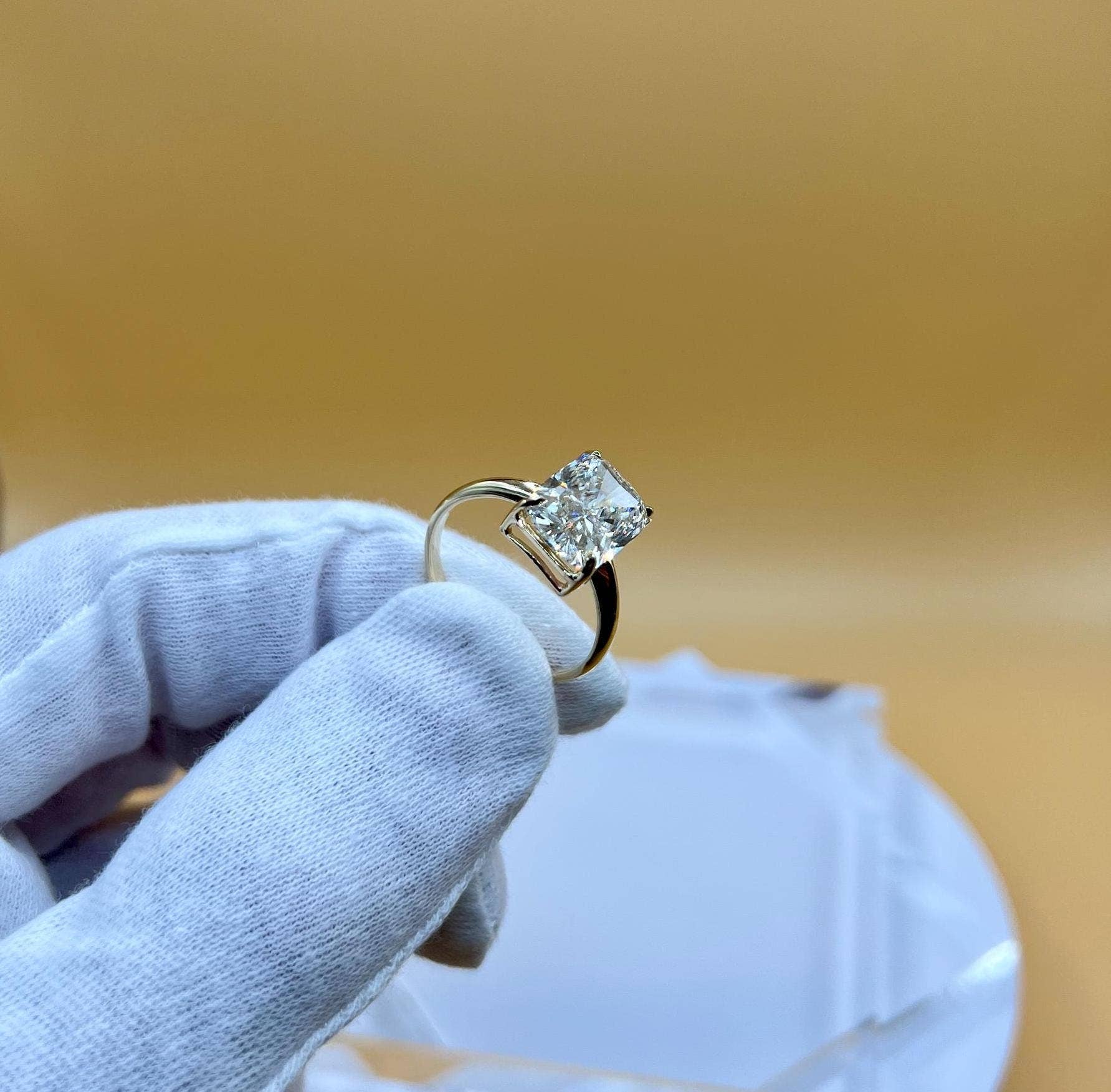 Elegant Jewels LLC - Wholesale Engagement Ring - 5 Ct Cushion Lab Grown Diamond Solitaire Ring, 14 K Gold
2