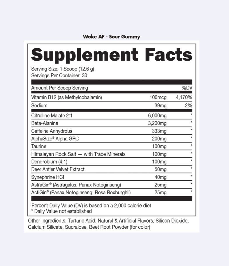 Bucked Up - Wholesale Oral Supplement/Vitamin - Woke AF Pre-Workout [30 Serv]26