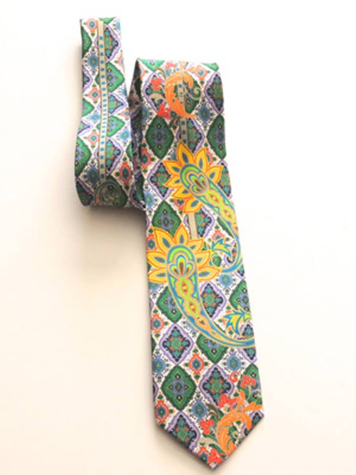 Gravata de seda verde Pangborn Majestic Paisley por atacado de Pangborn Collection