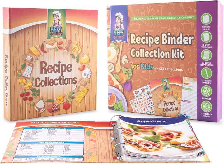 Keff Creations - Wholesale DIY Craft Kit - Kids - Recipe Binder Kit for Kids - 8.5x11 Write In Your Own Recipe