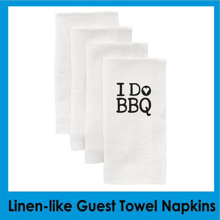 Servilletas I Do BBQ con forma de corazón de lino, paquete de 25 para venta al por mayor de Party Bibs