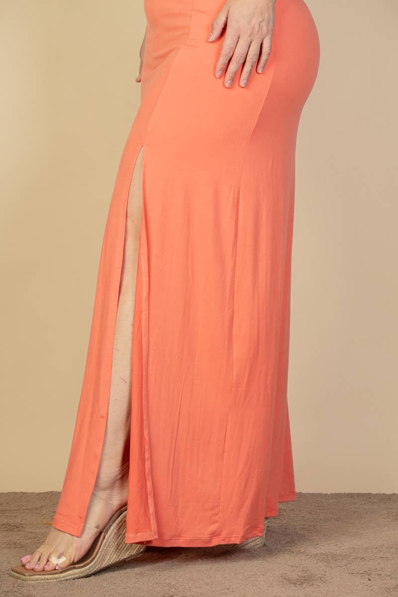 CAPELLA APPAREL - Vente Robe – femme - Robe maxi à encolure plongeante et fente sur les cuisses de grande taille7