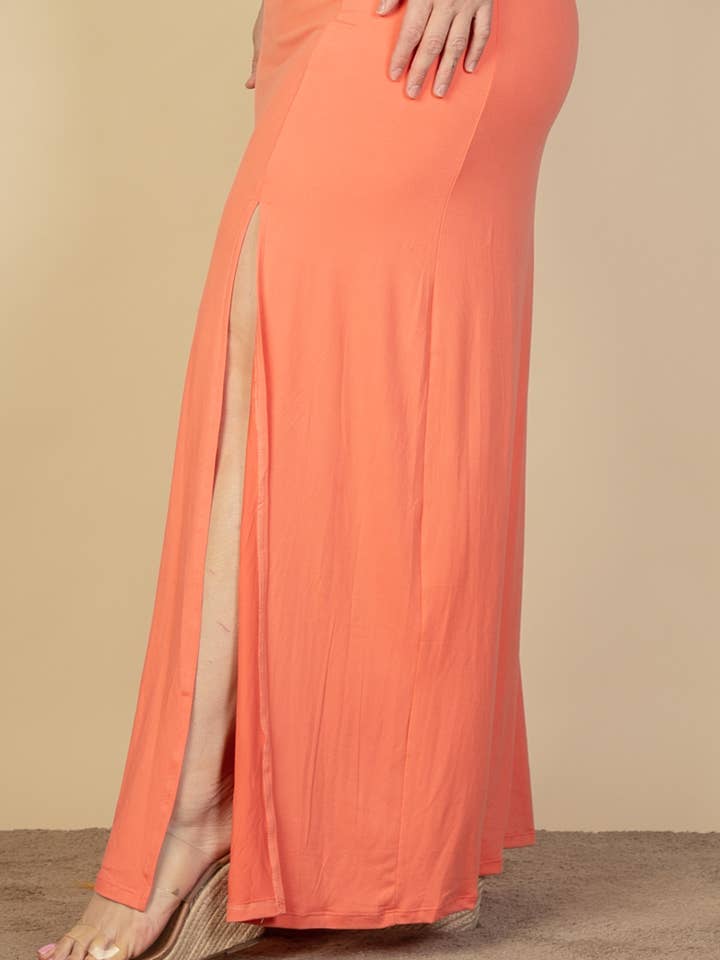 CAPELLA APPAREL - Vente Robe – femme - Robe maxi à encolure plongeante et fente sur les cuisses de grande taille7