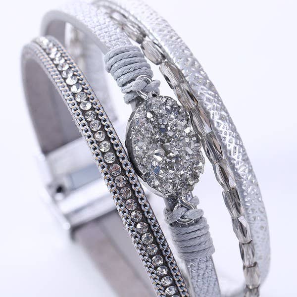 Ole – wholesale Bangle bracelet – Druzy Leather Magnetic Bracelets B3588