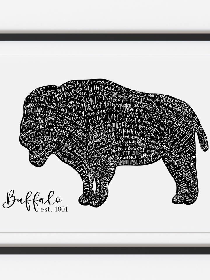 Buffalo, New York Hand beschriftet 11x14 Kunstdruck für den Großhandel von the letters mdn