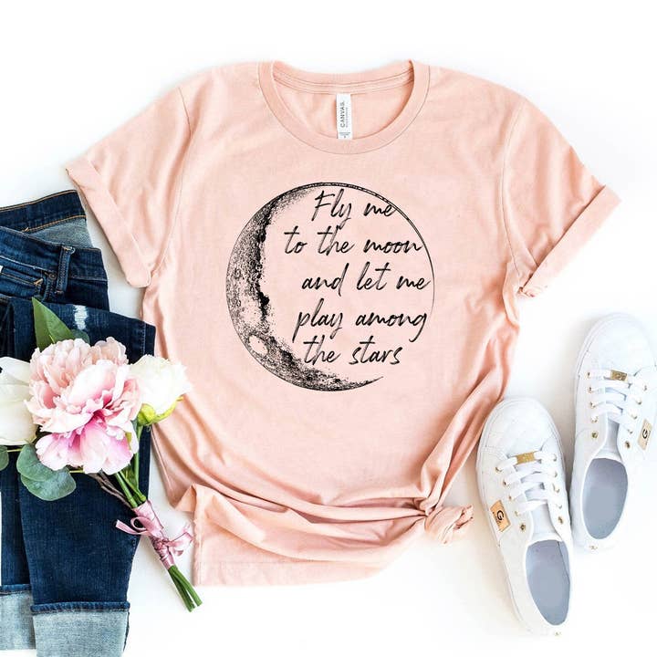 T-shirt Laissez-moi jouer avec moi vers la lune - Bella Canvas pour la vente par Printliss