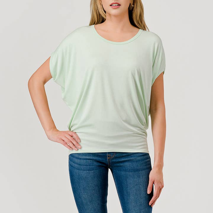 Heimious - Wholesale Knit Top - Women's - Short Dolman Sleeve Modal Jersey Top, 2572