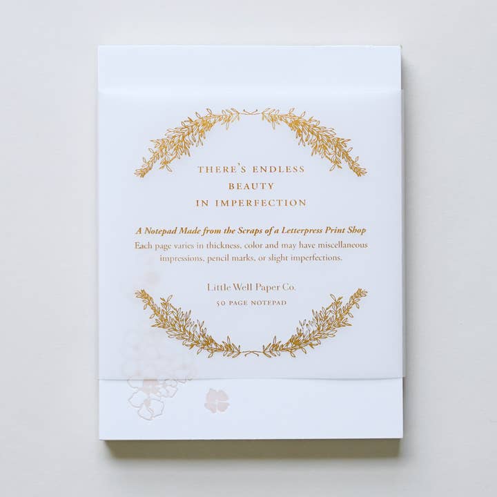 Beauty in Imperfection Notepad for wholesale by Little Well Paper Co.