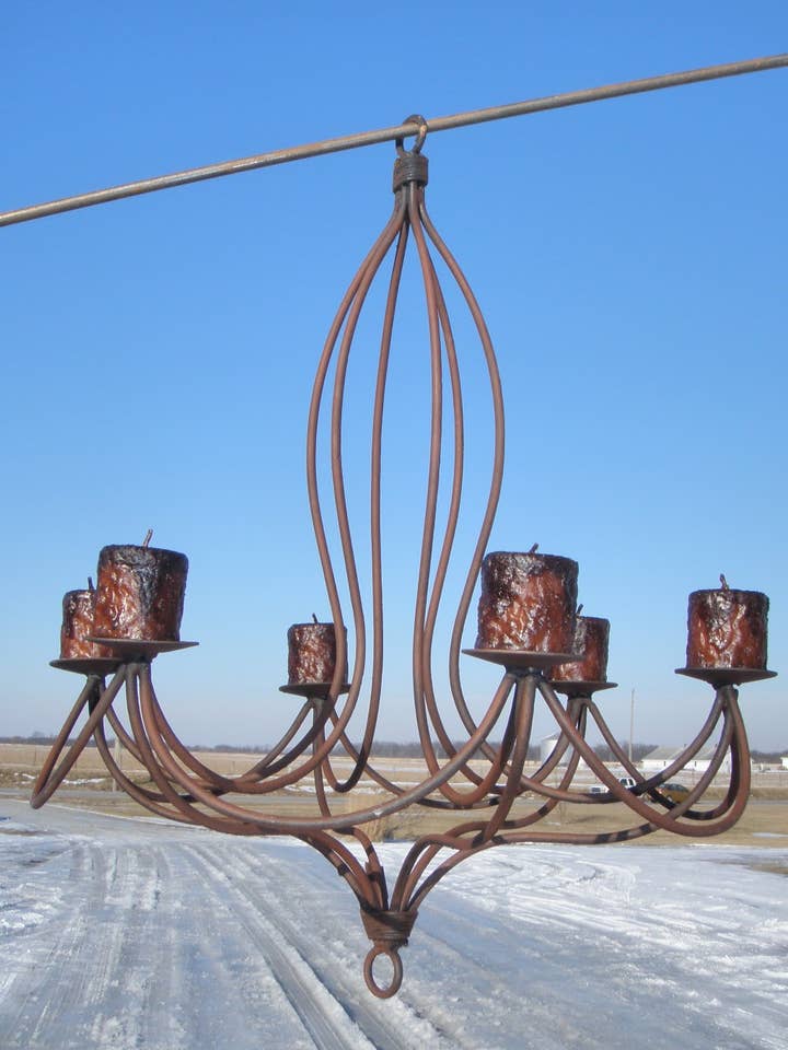 Wrought Iron Octopus Chandelier with S Hook for wholesale by Garden Iron And More