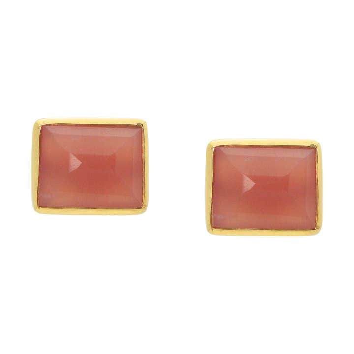 Fersken kalcedon Stud Øreringe for engroshandel hos Barrocos