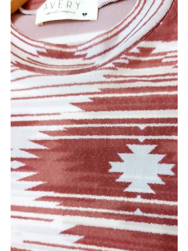 MOCHA AV1230-JOEY GEO PRINT MOCK NECK MESH TOP for wholesale on Faire3