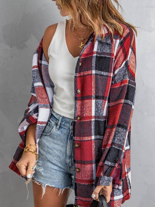 Rød, hvid og blå ternet shacket for engroshandel hos Pretty Little Patriot LLC