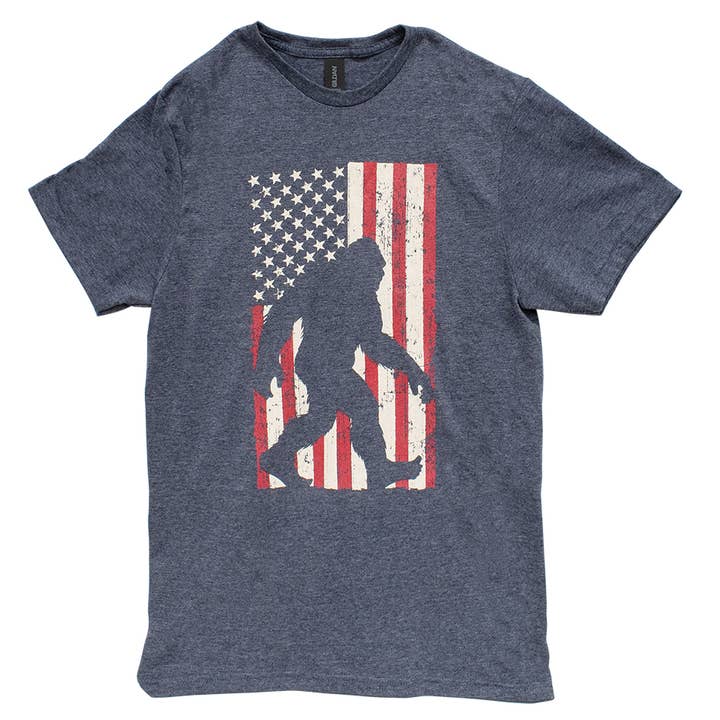 Sasquatch Flag T-shirt, Heather Navy XL for engroshandel hos Col House Designs
