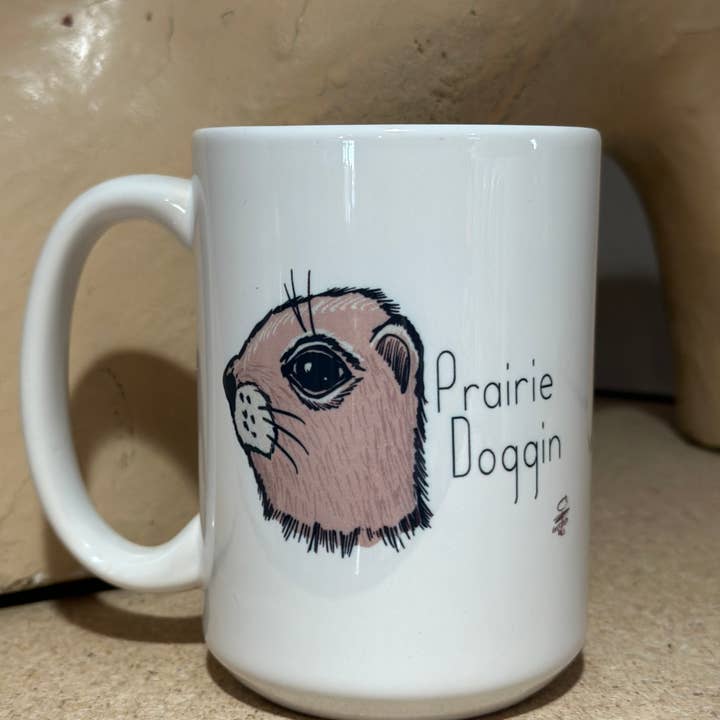 Prairie Doggin 15oz Ceramic Coffee Mug for wholesale by Crooked Halo