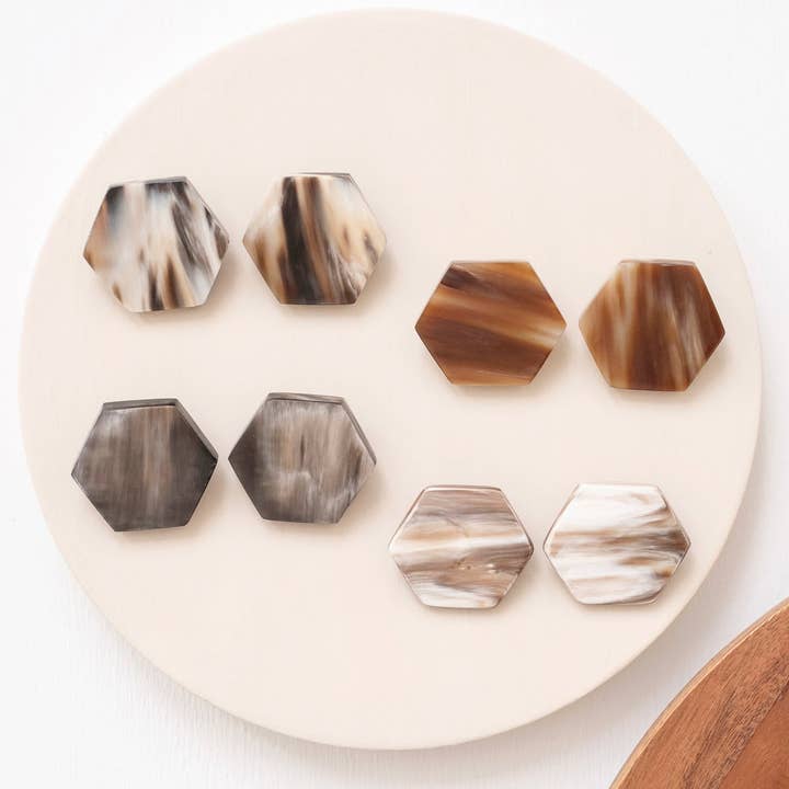 Large Honeycomb Post Earrings for wholesale by MAADILI COLLECTIVE