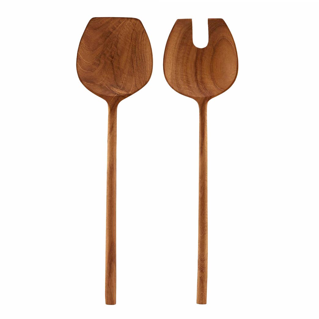 Bali Harvest - Wholesale Serving Utensil - Teak Wooden Salad Servers Set - Salad Spoon Fork Spatula5