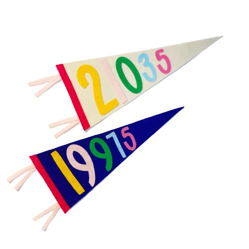 Handmade Custom Zip Code Pennant for wholesale by Lemon House Design