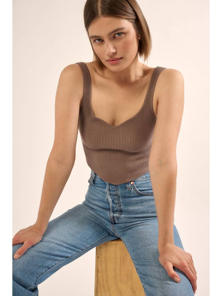 Promesa USA - Vendita all'ingrosso Canotta - Donna - Canotta con scollo rotondo in maglia a costine Shaper Fit24