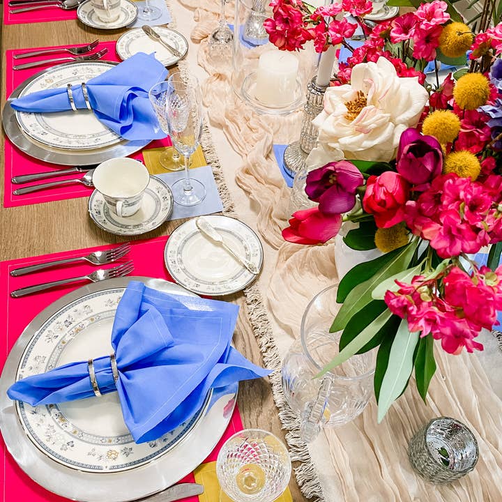 Toasting With Tara - Venta al por mayor Servilletas de tela - Servilleta de Algodón Enrollada: Soñando con el Verano (Azul Cielo)6