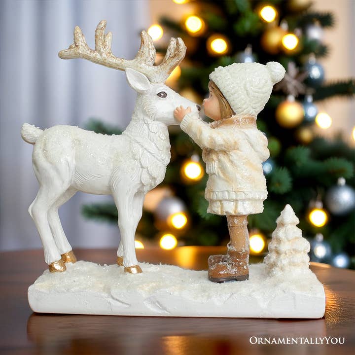 OrnamentallyYou - Wholesale Decorative figurine - Charming Deer and Little Girl Figurine, Vintage Christmas4