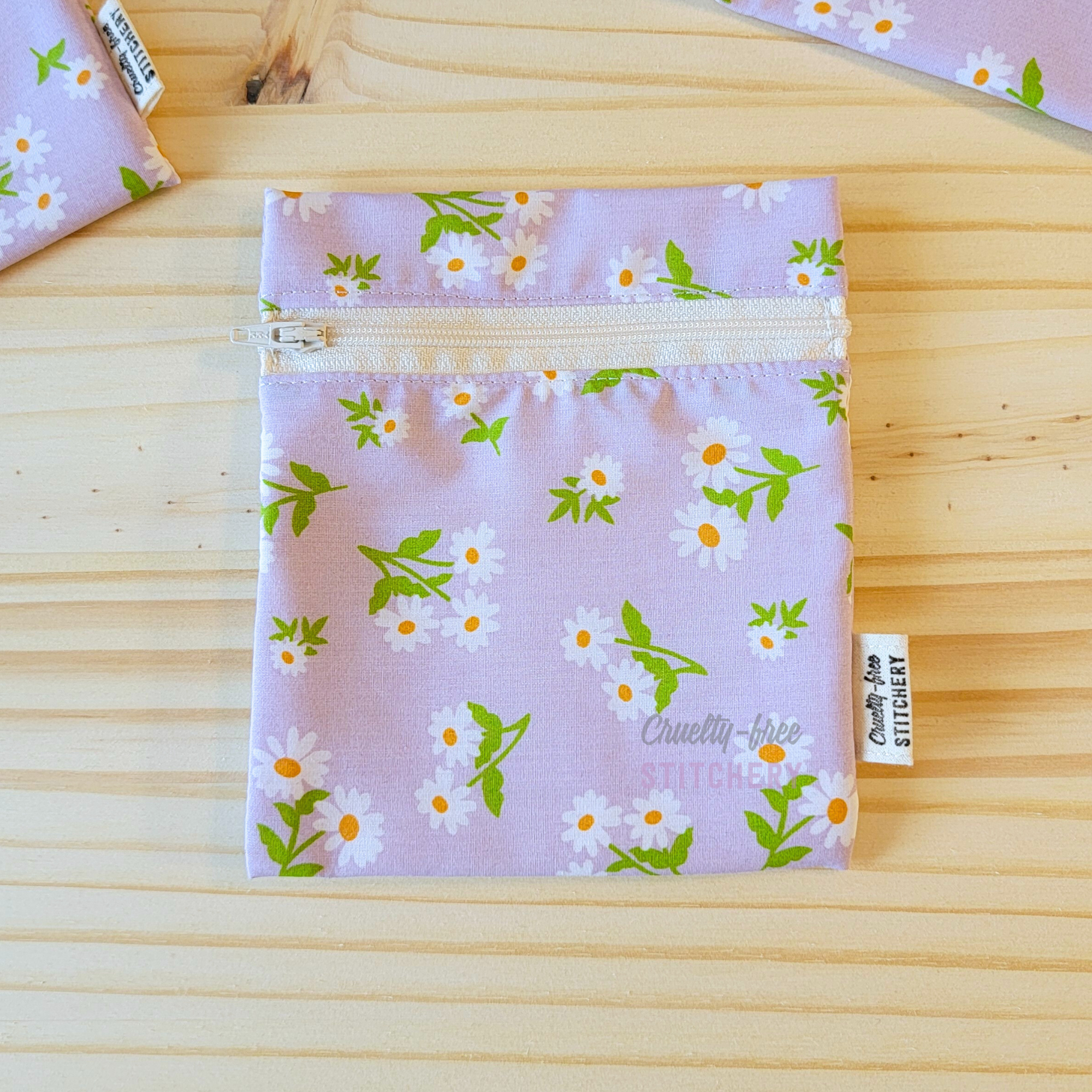 Cruelty-Free Stitchery - Wholesale Food Storage Wrap/Bag - Reusable Snack/Sandwich Bag - Lavender Daisy4
