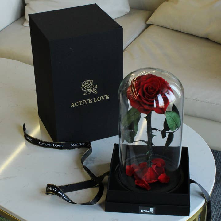 Red Enchanted Rose in Glass Dome, Beauty and the Beast ,gift for wholesale by Effiliving