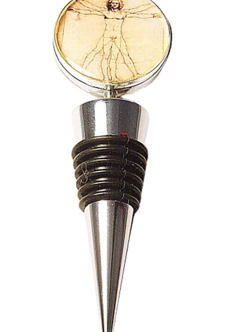 Da Vinci Vitruvian Man Wine Bottle Stopper for wholesale by Ciao Bella Jewelry Inc