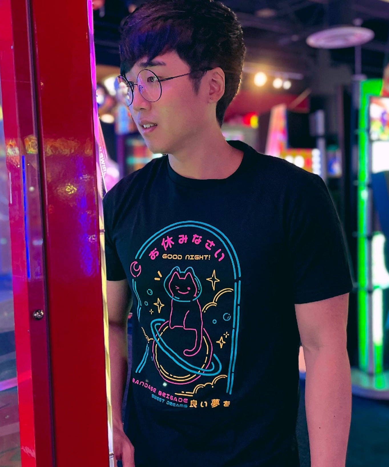 Bandage Brigade - Wholesale Screen Printed T-Shirt - Unisex - Goodnight Cat Tee3