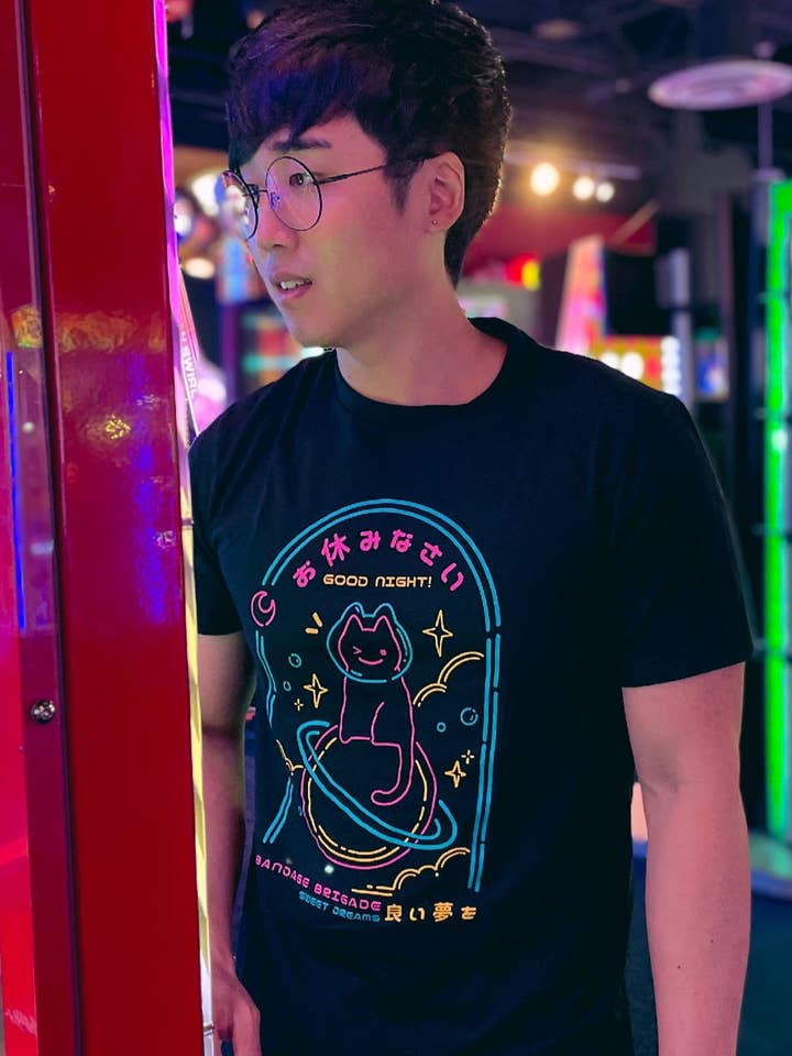 Bandage Brigade - Wholesale Screen Printed T-Shirt - Unisex - Goodnight Cat Tee3