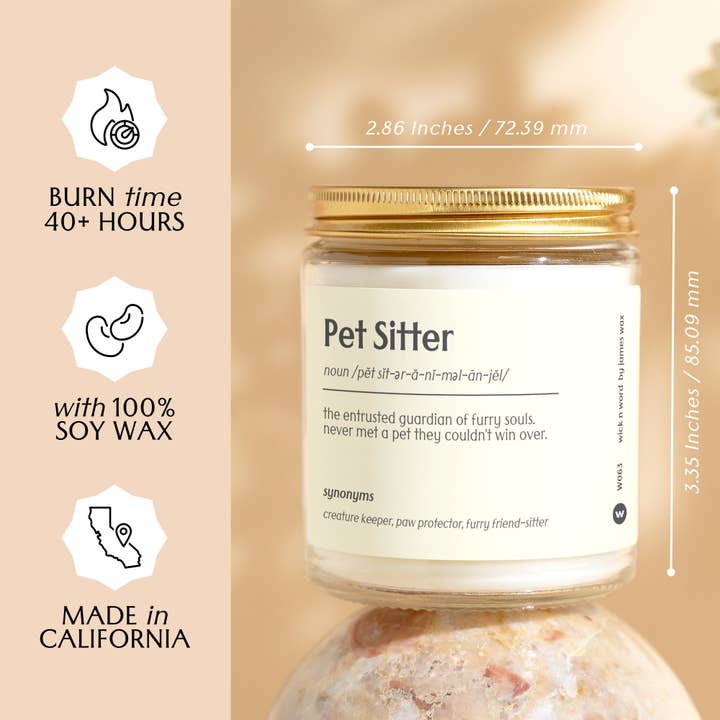 Wick n Word - Wholesale Jar/Filled Candle - Personalized Pet Sitter Gift Pet Sitter Definition Candle Gift For Pet Sitter Best Pet Sitter Funny Surprise Gift Holiday Gift W0633
