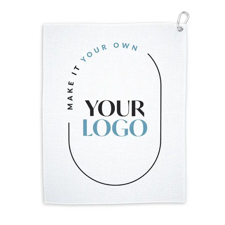 Weddingstar Inc. - Vente Serviette de sport - Serviettes de pickleball ou de golf en nid d'abeille avec œillet - Logo de l'entreprise1