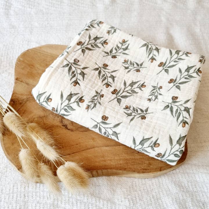 Rammelaartje - Wholesale Swaddle - Baby - Muslin cloth 60x80cm - Floral Beige2