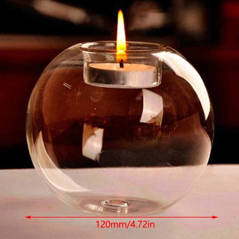 BlakOutlet - Vente Bougeoirs - Photophore rond creux en verre transparent pour salon, décoration de mariage et intérieur0