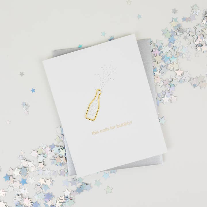 Chez Gagné - Wholesale Congratulations Card - This Calls for Bubbly! - Congrats | Celebration - Champagne Paperclip Card2