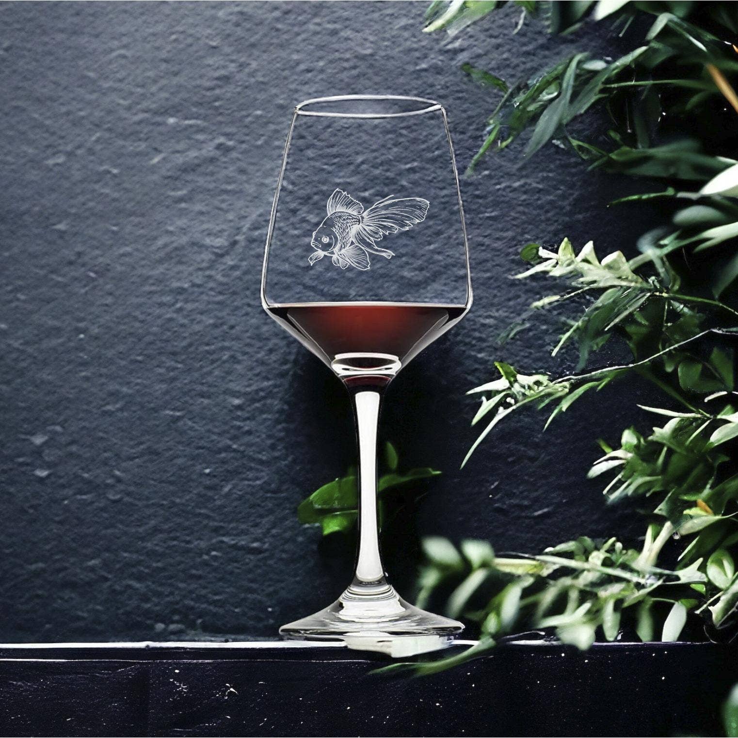Texan Customs – wholesale Wine glass – Goldfish Wine Glasses 12oz Premium Personalized Set of 40