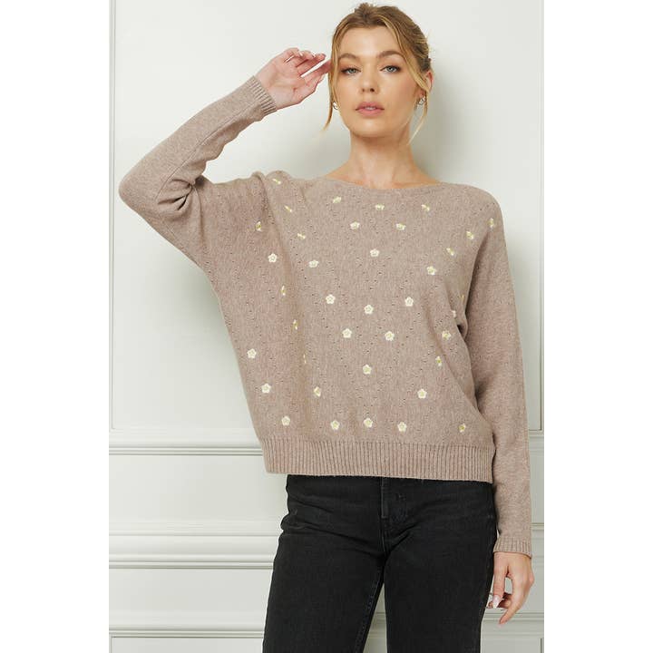 Maglione ricamato Fine Gauge per la vendita all'ingrosso da parte di Allie Rose