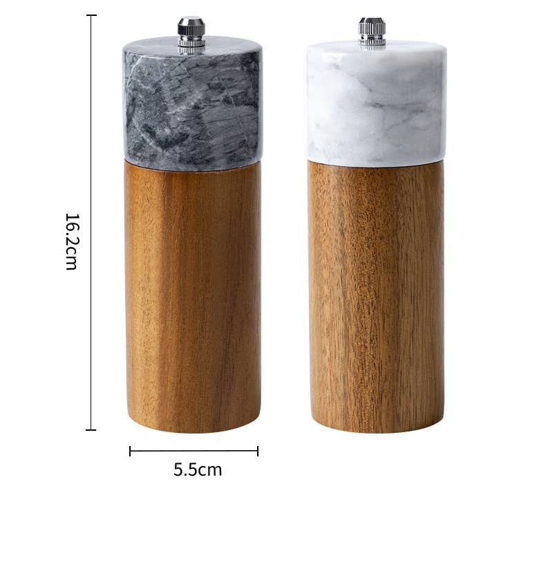 Homerely (We Cover All Import Duties) - Wholesale Spice Mill - Marble & Acacia Wood Spice Grinder Set3