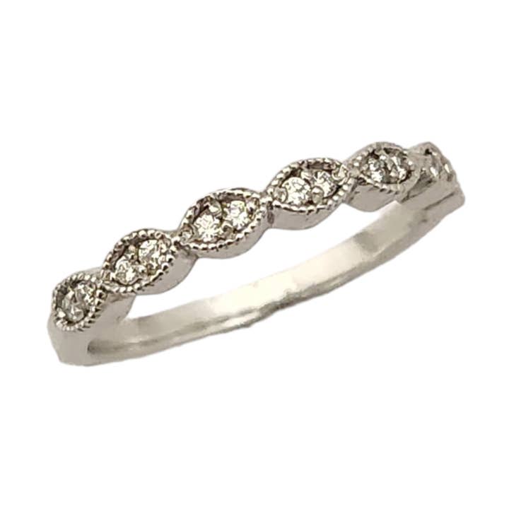 White gold Vintage Diamond Stack band 14k for wholesale by Bareket Fine Jewelry