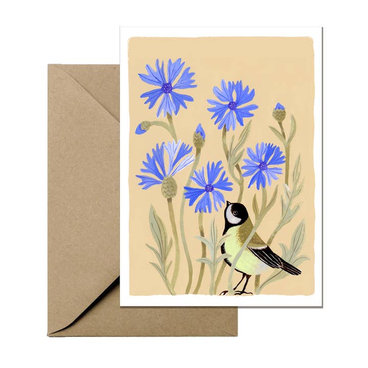 Mini greeting card - Cornflower for wholesale by Wild & Bloem