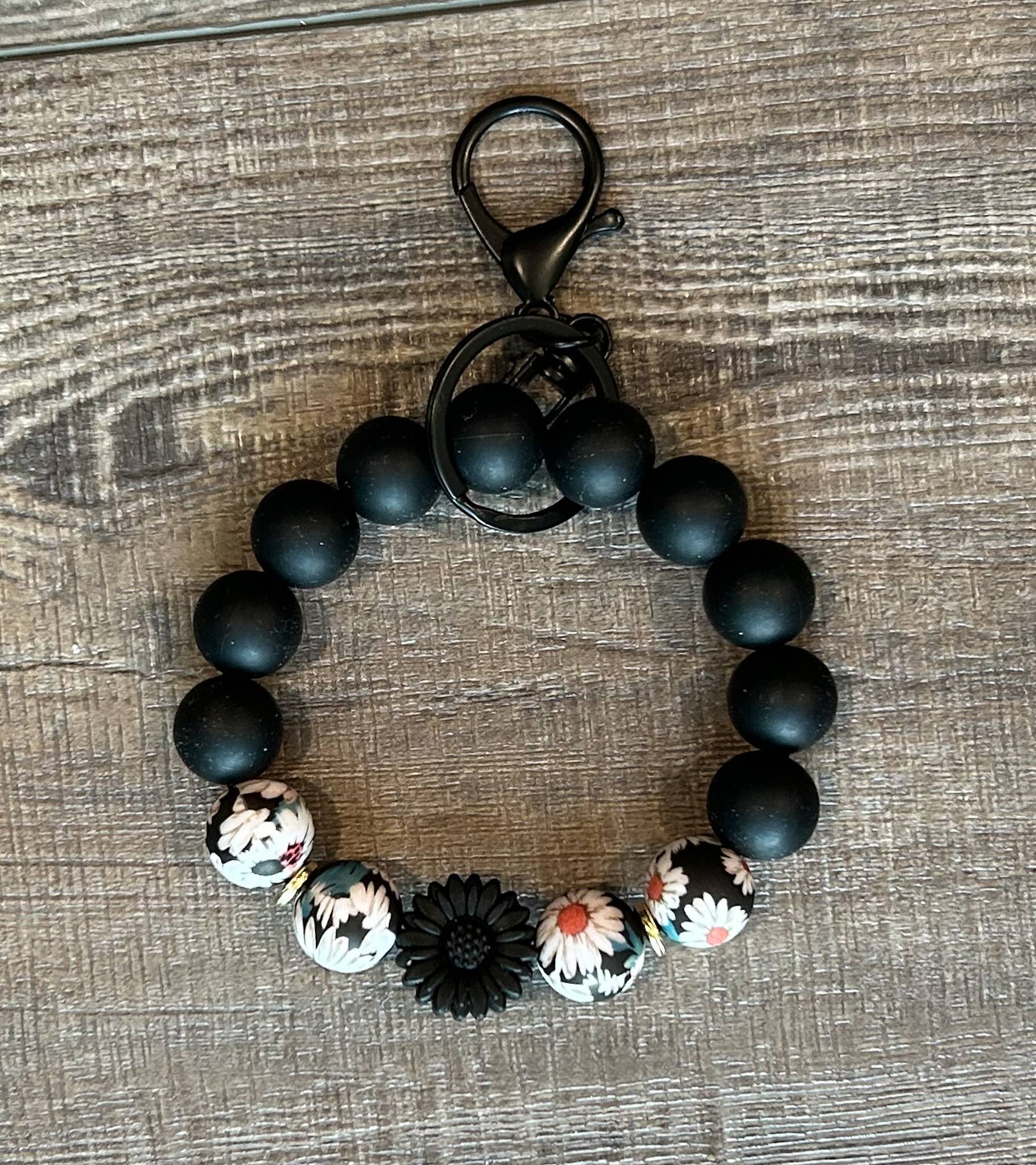 JILLIAN INK LLC - Wholesale Keychain Bracelet - Floral Flower Silicone Bead Wristlet Keychain7