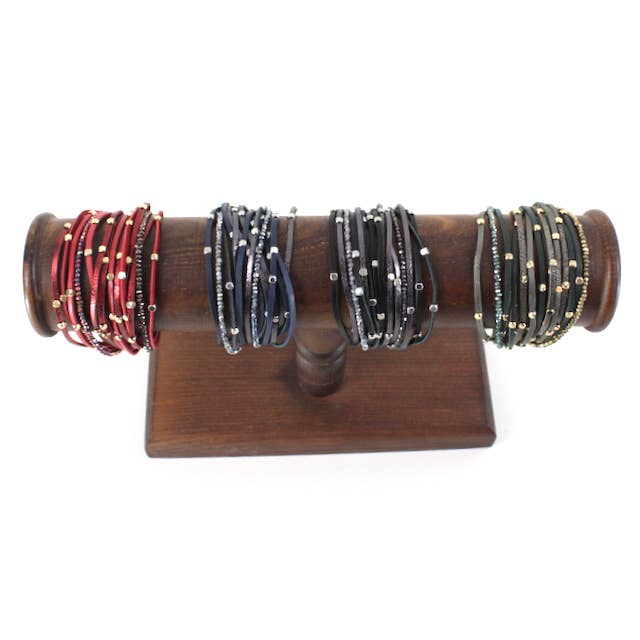 Pretty Persuasions - Wholesale Bangle Bracelet - B25241 Multi-String Magnetic Closure Leather Bracelet8