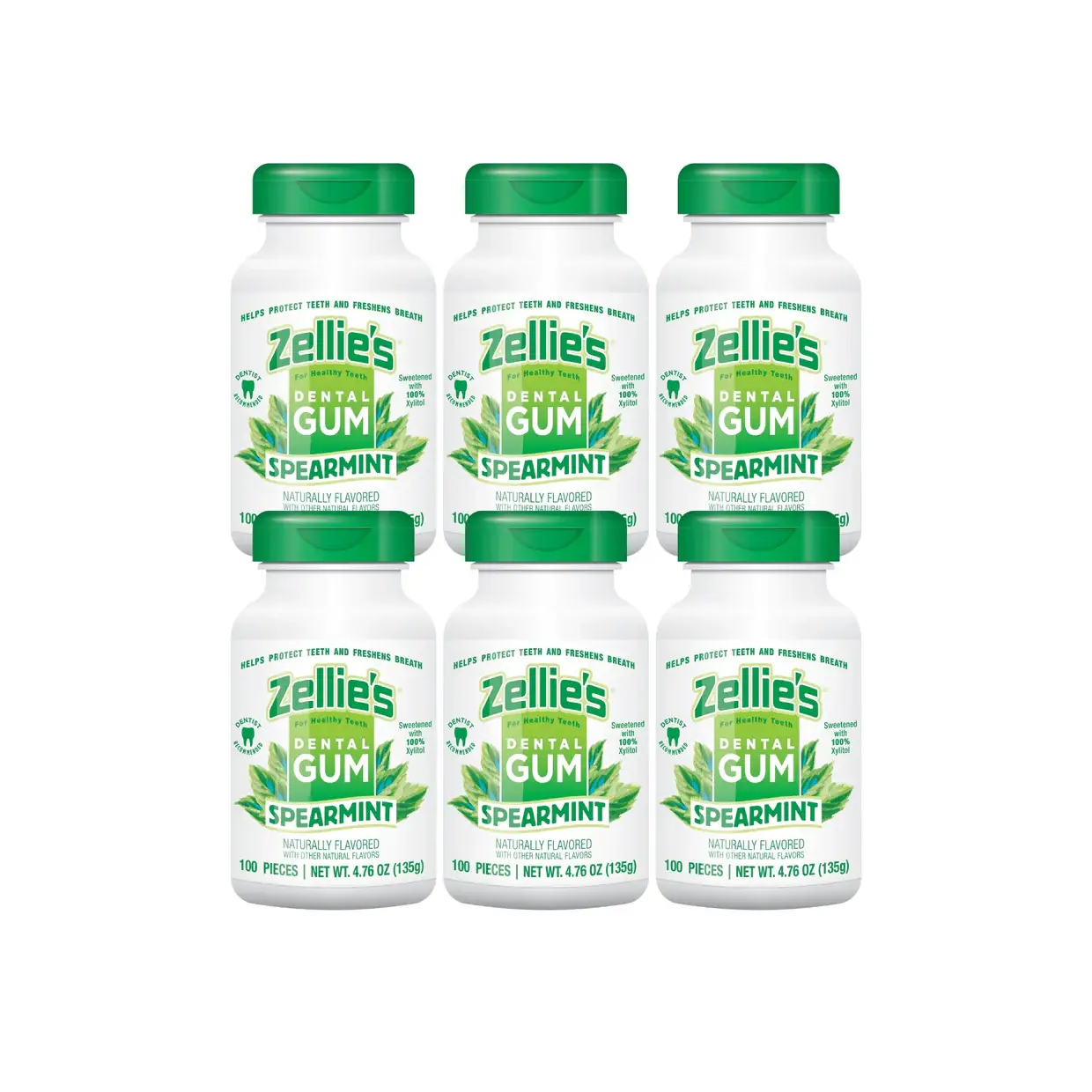 Zellie's - Wholesale Chewing Gum - Zellie's Xylitol Dental Gum - Spearmint 100ct Jar3