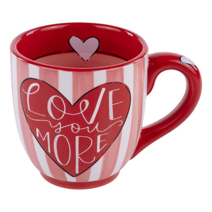 Glory Haus - Wholesale Coffee Mug - Striped Love You More Mug  - Valentine's