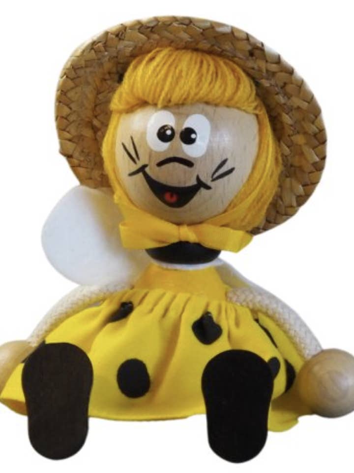 Brinquedo de Madeira para Sentar - Abelha com Vestido - Artesanal por atacado de Toywood