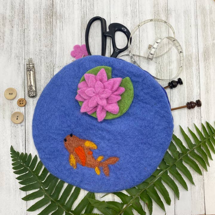 Koi Pond Felt Notions Bag for wholesale by frabjousfibers.com