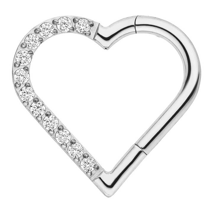 Schmuckgroßhandel - Vendita all'ingrosso Orecchini singoli - Piercing a forma di cuore | Titanio