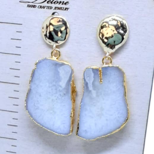 Agate Slice Earrings for wholesale by Bijoux de Delone, LLC